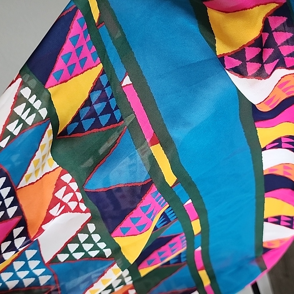 Anthropologie NWT Maeve Multicolor Geo-Printed Sheer Dress Size 6 - Picture 8 of 8